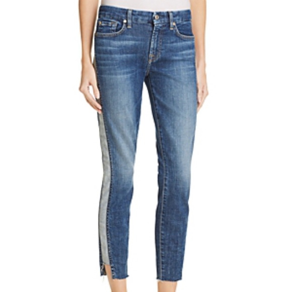 7FAM ankle skinny side panel jeans